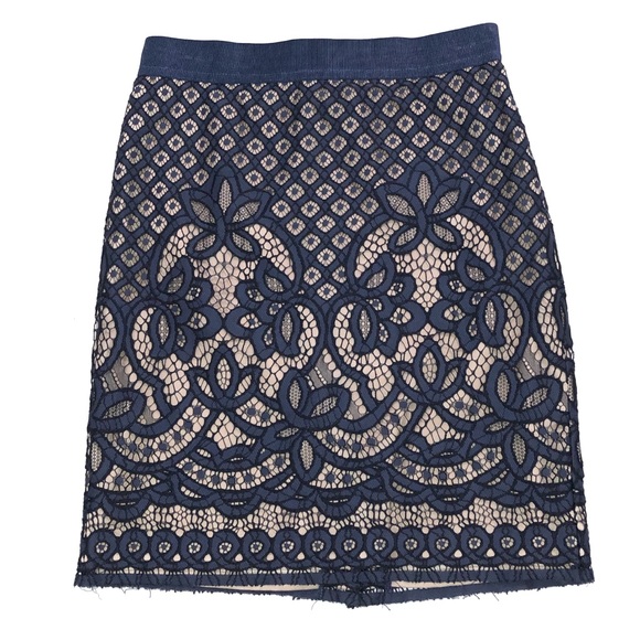 Ann Taylor Lace Overlay Pencil Skirt - Picture 3 of 8